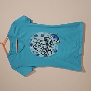 Disney Dora 'Just Keep Swimming' Nemo short sleeve XL teal turquoise
